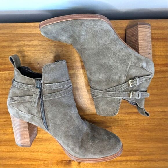 Cole Haan Taupe Brown Suede Bootie Neutral Classic Academia Minimalist 7½ - Picture 11 of 14
